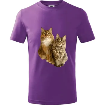 Kočky vectorizované (Moňas) - Tričko dětské bavlněné - 122 cm/6 let ( Fialová )