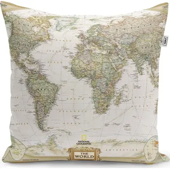 Polštář Sablio Polštář Mapa světa - 50x50 cm