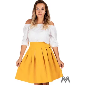 Dámská sukně Skládaná dámská sukně v hořčicové barvě, VELIKOST 2XL