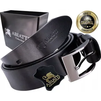 Opasek ČERNÝ KOŽENÝ OPASEK PÁNSKÝ K DŽÍNÁM ŠIROKÝ SILNÝ PÁS TLUSTÁ KŮŽE ABIATTI