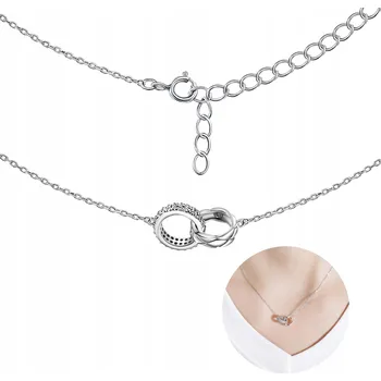 Náhrdelník Stříbrný náhrdelník, dámský řetízek s přívěskem – kroužky, stříbro 925