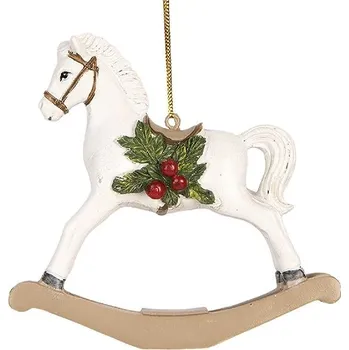 Vánoční dekorace Clayre & Eef Závěsná dekorace Houpací kůň, 12 × 4 × 11 cm