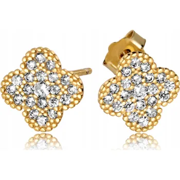 Náušnice Zlaté Náušnice 925/585 Jetelové lístky Marocké Zirkony jako dárek