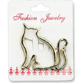 Brož Brož ozdobná kočka 4 x 3,5 cm zlatá ZB-195