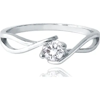 Módní doplněk MINET Zlatý zásnubní prsten z bílého zlata s bílým zirkonem Au 585/1000 vel. 53 - 1,80g