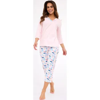 Dámské pyžamo Cornette Nancy dámské pyžamo růžové srdíčkový výstřih, růžová XL i170_PD-389-0XL-000020-455