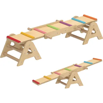 Dětská houpačka Houpačka 2 v 1 pro děti, dřevěná kladina, houpací houpačka do zahrady, balanční deska 133 x 38 x 24 cm