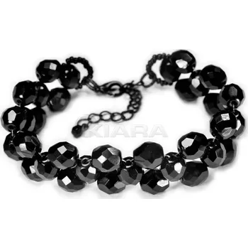 Náramek Skleněný náramek Černé perly broušené Kiara
