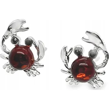 Náušnice Stříbrné náušnice s JANTAREM STŘÍBRO S KRABÍM MATERIÁLEM ZIRKON PĚNCI S FILMEM