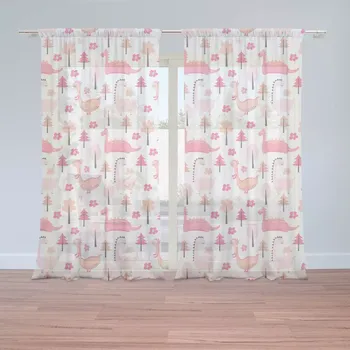 Záclona Sablio Záclony Růžoví dinosauři: 2ks 150x250cm