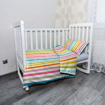 Povlečení Sablio Mikroplyšové dětské povlečení do postýlky Barevné proužky - 100x135 / 40x60