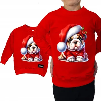 Pánská mikina Mikina Vánoční Červená Buldok 142/146