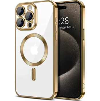 Pouzdro na mobilní telefon Kryt iPhone 15 Pro Techsuit Luxury Crystal MagSafe - zlatý