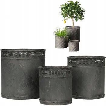 Květináč Šedý kovový Květináč Skandi.pl 19 cm x 19 x 19 cm