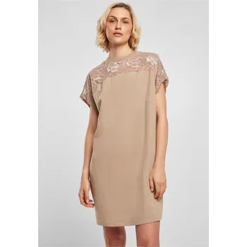 Dámské šaty Ladies Lace Tee Dress - softtaupe S