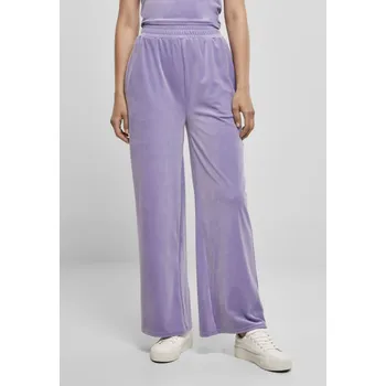 Ladies High Waist Straight Velvet Sweatpants - lavender XS