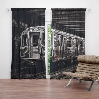 Závěs Sablio Závěs Městské metro s graffiti: 2ks 140x250cm