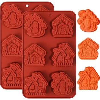 Forma na pečení Dortisimo Silikonová forma na pečení/na mražené dezerty Vánoční domečky (na 6 ks)