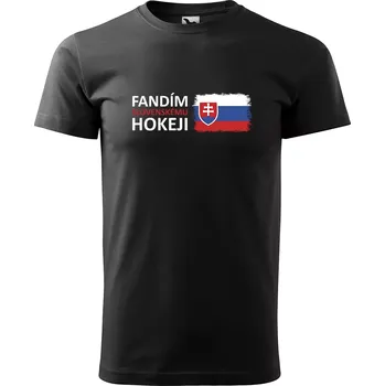 Pánské tričko Sablio Tričko s potiskem Fandím slovenskému hokeji - černé 5XL