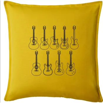 Polštář Typy kytar černé kresby - Polštář 50x50 - 50x50 - Pouze potah ( Žlutá )