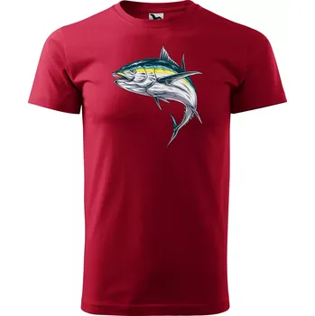Pánská móda Sablio Tričko s potiskem Ryba 1 - červené L