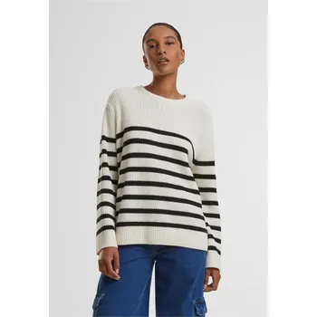 Dámský svetr Ladies Rib Striped Sweater - whitesand/black XS