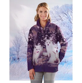 Dámská parka 3Pagen Fleecová bunda Vlci růžová M