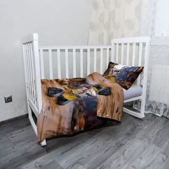 Povlečení Sablio Mikroplyšové dětské povlečení do postýlky Wall-E robot Město - 120x90 / 40x60