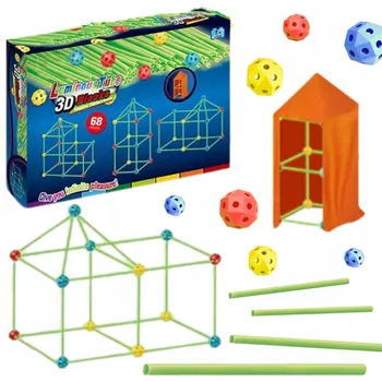 ostatní stavebnice Velké Stavební Stavebnice Stan Brčka Trubičky Svítící ve Tmě 68 dílků