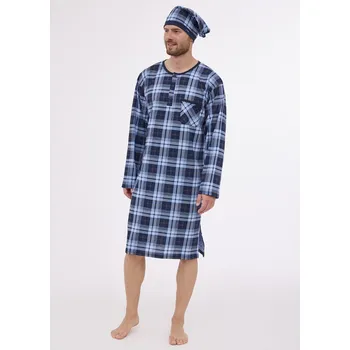 Pánská noční košile Pánská noční košile Cornette 110/28 vel. M (46) šněrovací mřížka, modrá