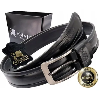 Opasek EXKLUZIVNÍ PÁNSKÝ PÁSEK KE KALHOTÁM ABIATTI, SILNÁ ŘEZANÁ KŮŽE, ČERNÁ BARVA