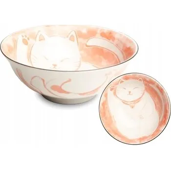 Miska na ramen, motiv kočky, japonská keramika