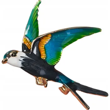 Brož Brož barevný ptáček Zlatý pták pin smalt Odznak jako dárek módní