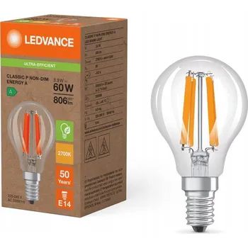 Žárovka LED žárovka Kulička E14 P45 3.8W (ekvivalent 60W) 806lm 2700K Teplá bílá 320° Ledvance