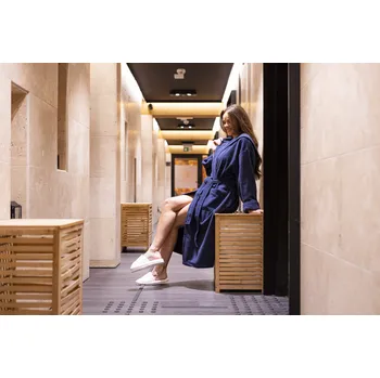 Dámský župan Župan HUDSON VitalHome s s kapucí 100% Bavlna 450g -XL- Tmavě Modrá