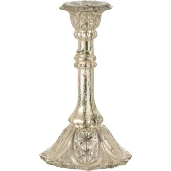 Svícen Stříbrný antik skleněný svícen Vintage Chantal M - Ø 10*17 cm