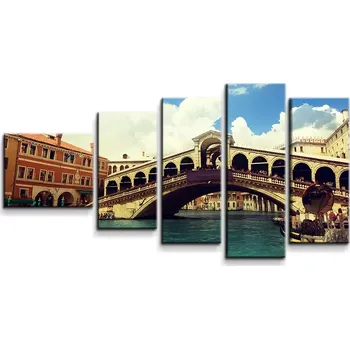 Obraz Sablio Obraz - 5-dílný Ponte di Rialto - 100x60 cm