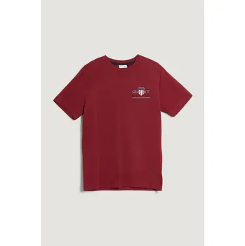 Pánské tričko TRIČKO GANT REG ARCHIVE SHIELD EMB SS T-SHIRT PLUMPED RED