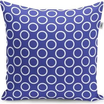 Polštář Sablio Polštář Bílé kruhy na modré - 50x50 cm