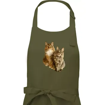 Kuchyňská zástěra Kočky vectorizované (Moňas) - Pánská zástěra na vaření - Univerzální velikost ( Khaki )