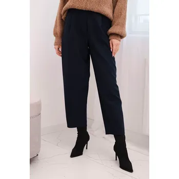 Dámské kalhoty Kesi Dámské kalhoty s vysokým pasem a sklady Barva: Modrá - tmavě, Velikost: UNI