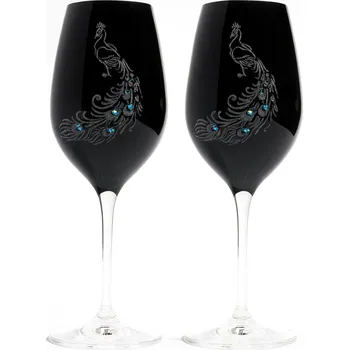 Sklenice Sklenice Celebration 360 ml, 2 ks, s kamínkem, Páv