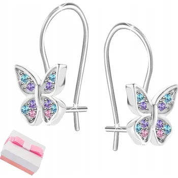 Náušnice Stříbrné visací náušnice pro dívky, náušnice motýlci, stříbro o ryzosti 925
