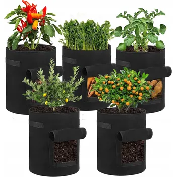 Obraz 5 x TAŠKA FILCOVÁ EKO PRO PĚSTOVÁNÍ BRAMBOR KVĚTINÁČ H30 D25 cm