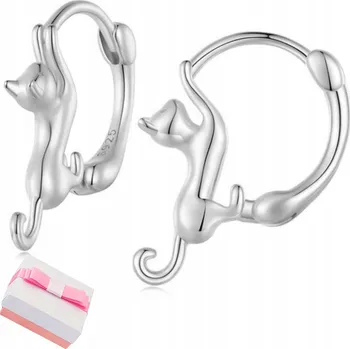 Náušnice STŘÍBRNÉ NÁUŠNICE KOČKY KOČIČKY RHODIOVANÉ ANGLICKÉ PRO DÍVKU STŘÍBRO 925