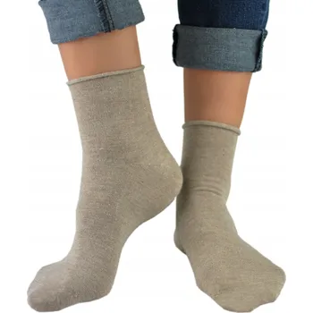 Dámské ponožky NOVITI dámské beztlakové ponožky béžové se stříbrnou nití viskóza 39-42