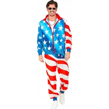 Karnevalový kostým KOSTÝM TEPLÁKOVKA VLÁJKA USA AMERIKA SPOJENÉ STÁTY TEPLÁKY S
