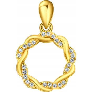Přívěsek Přívěsek kruh s propleteným vzorem, zirkon, stříbro pozlacené, ryzost 925