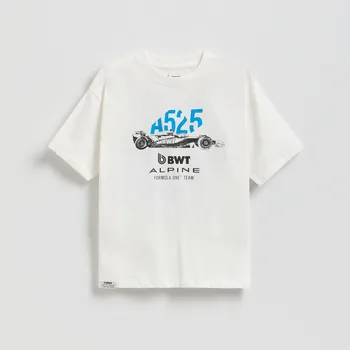 Dětská móda Reserved - Tričko Team Alpine F1 - krémová - 036HS-01X - 036HS-01X-152