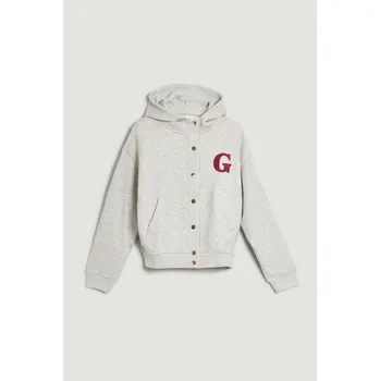 Dámské oblečení MIKINA GANT G BADGE BUTTON UP HOODIE LIGHT GREY MELANGE